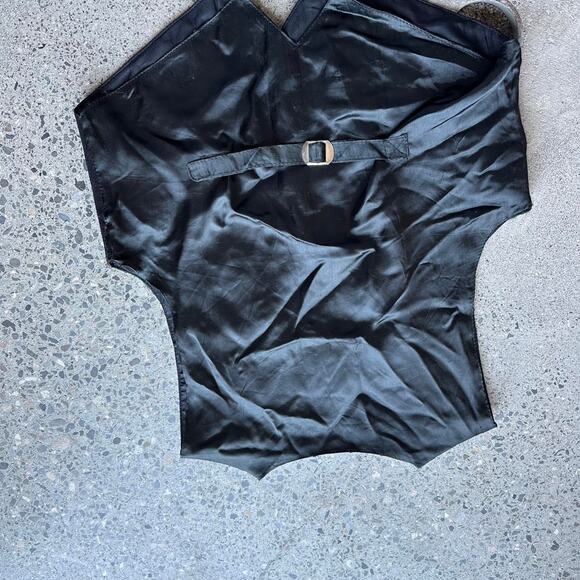 AJ’s Men’s Large Vest Black Suede Leather Snap 90s Western Rodeo Festival - Picture 4 of 5